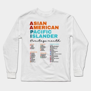 AAPI Flags Asian American and Pacific Islander Countries Heritage Month Long Sleeve T-Shirt